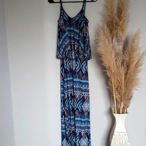 Rue21 maxi dress Aztec print blue and teal
